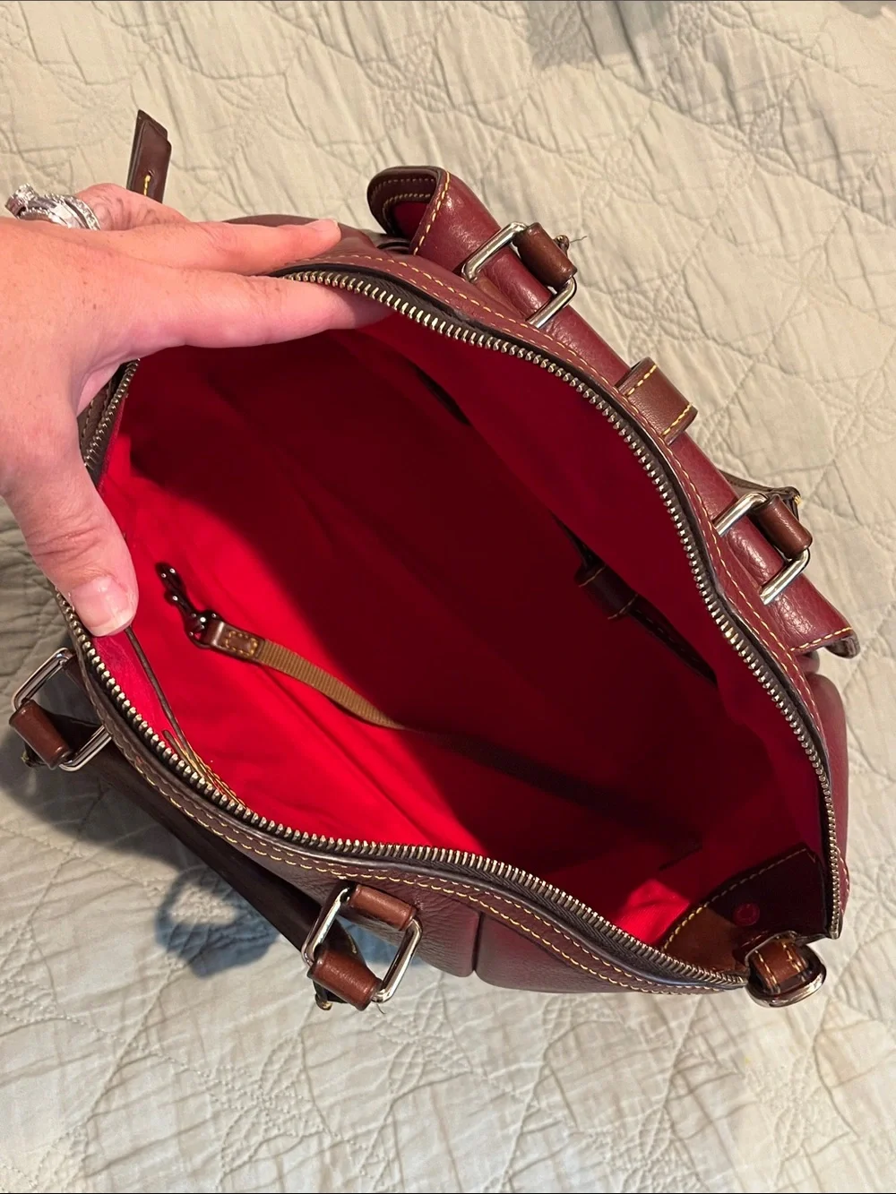 🍓TRADED🍓DOONEY & BOURKE Dark Red Samba Satchel w/ Dooney Lock